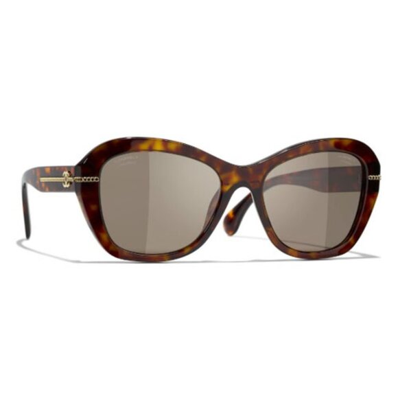 Chanel 5510-A 714/83 55-18-140mm Tortoise Shell Square Sunglasses - Picture 1 of 3